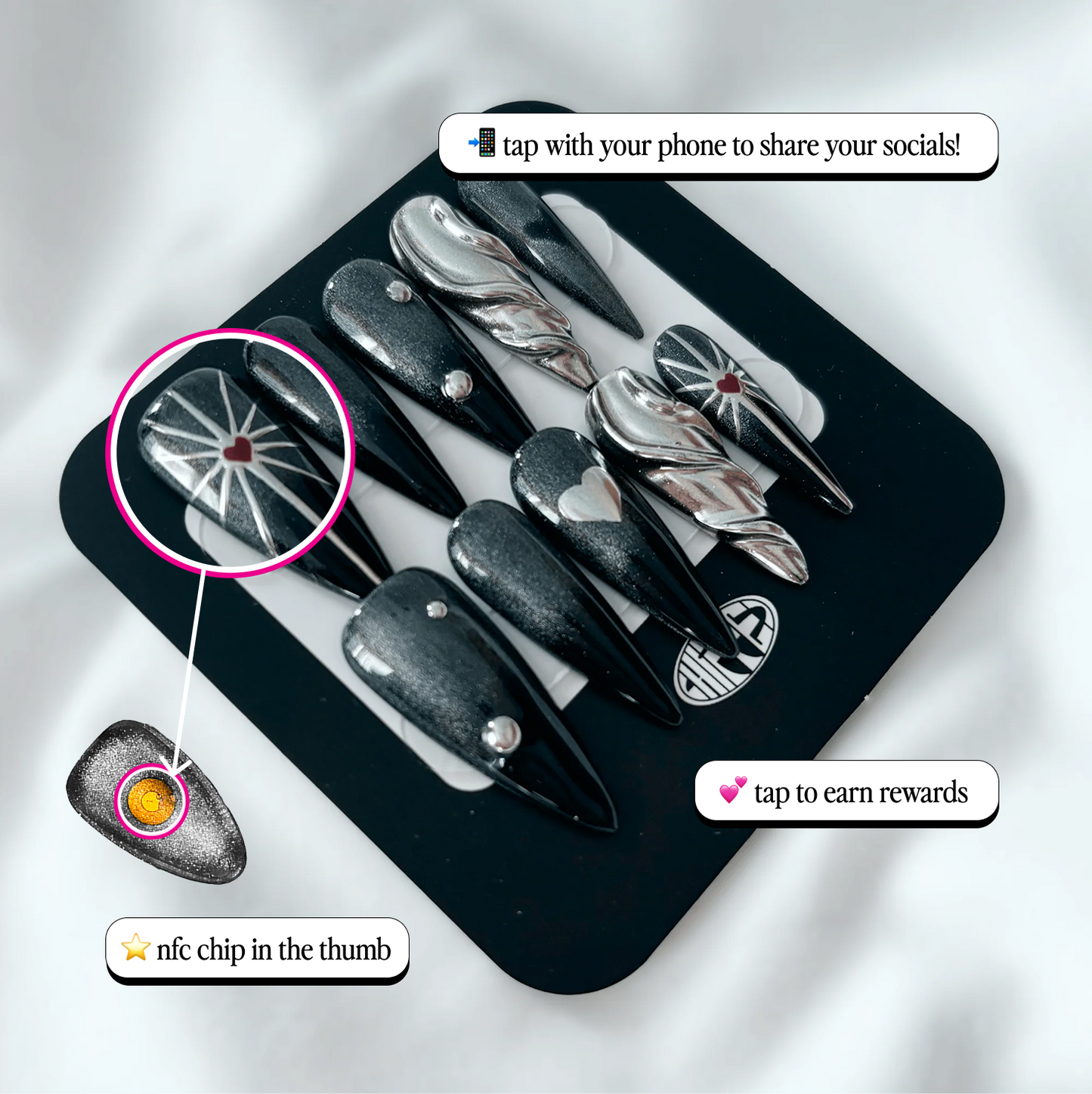 Clout Chaser π (2 sets) NFC Nails That Share Your Socials