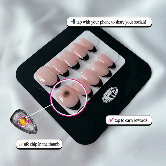 Three Coffees No Lunch βοΈ NFC Nails That Share Your Socials